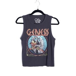 CHASER Genesis Graphic Muscle Tank Gray Eagle Ribbed Crop Women's M